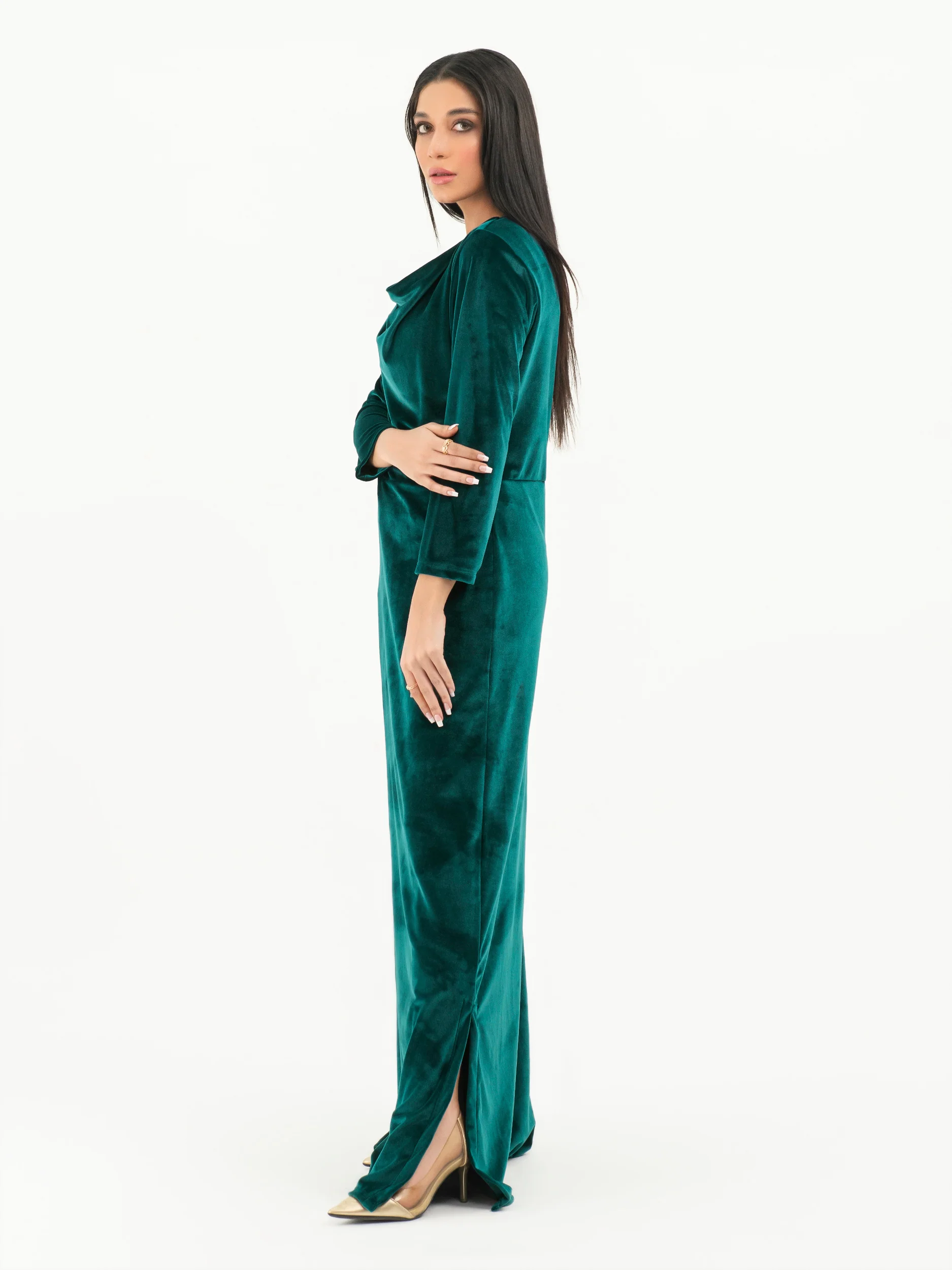 Solid Velvet Dress - Image 4