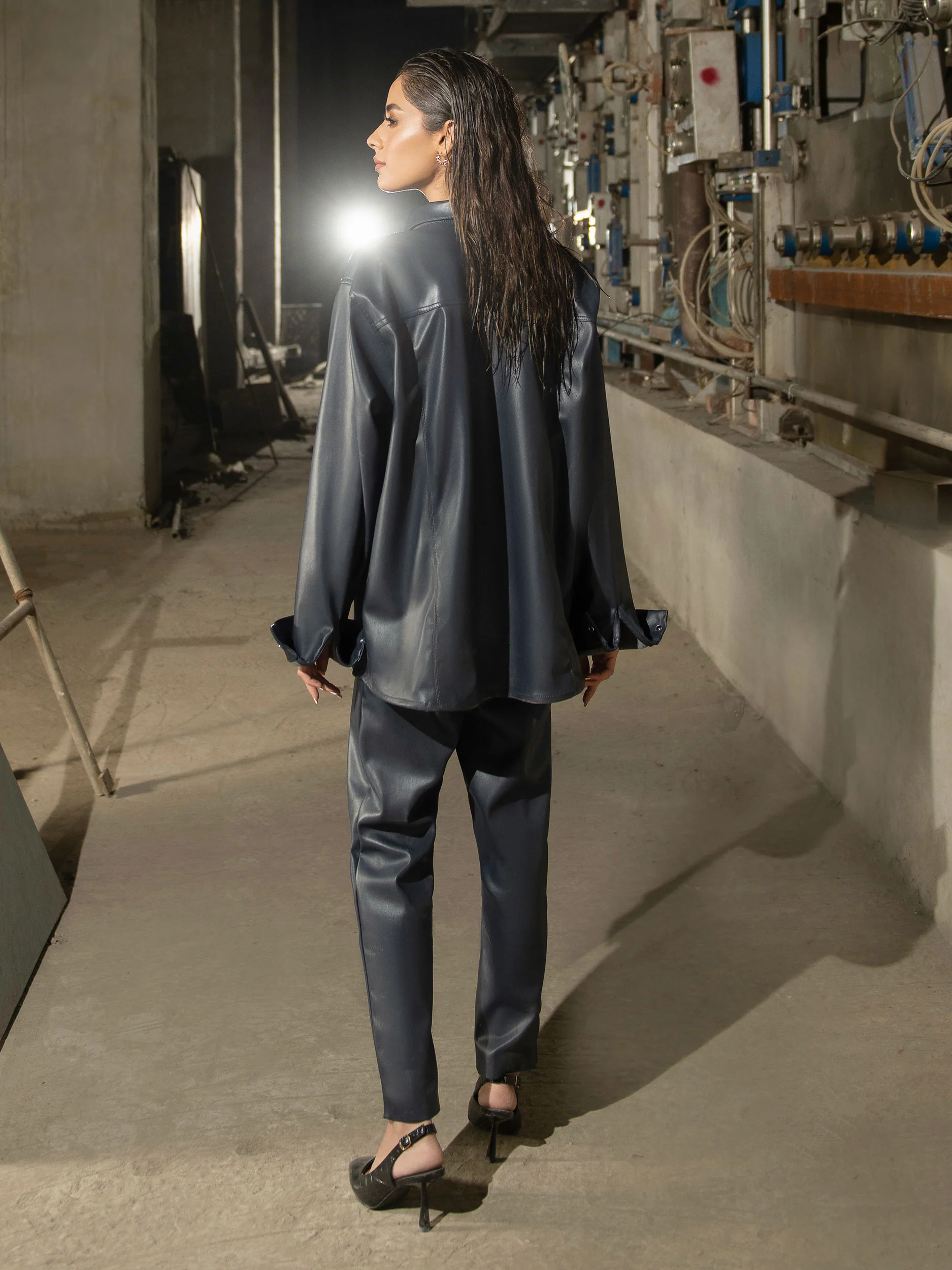 Buttoned Leather Shacket - Image 4