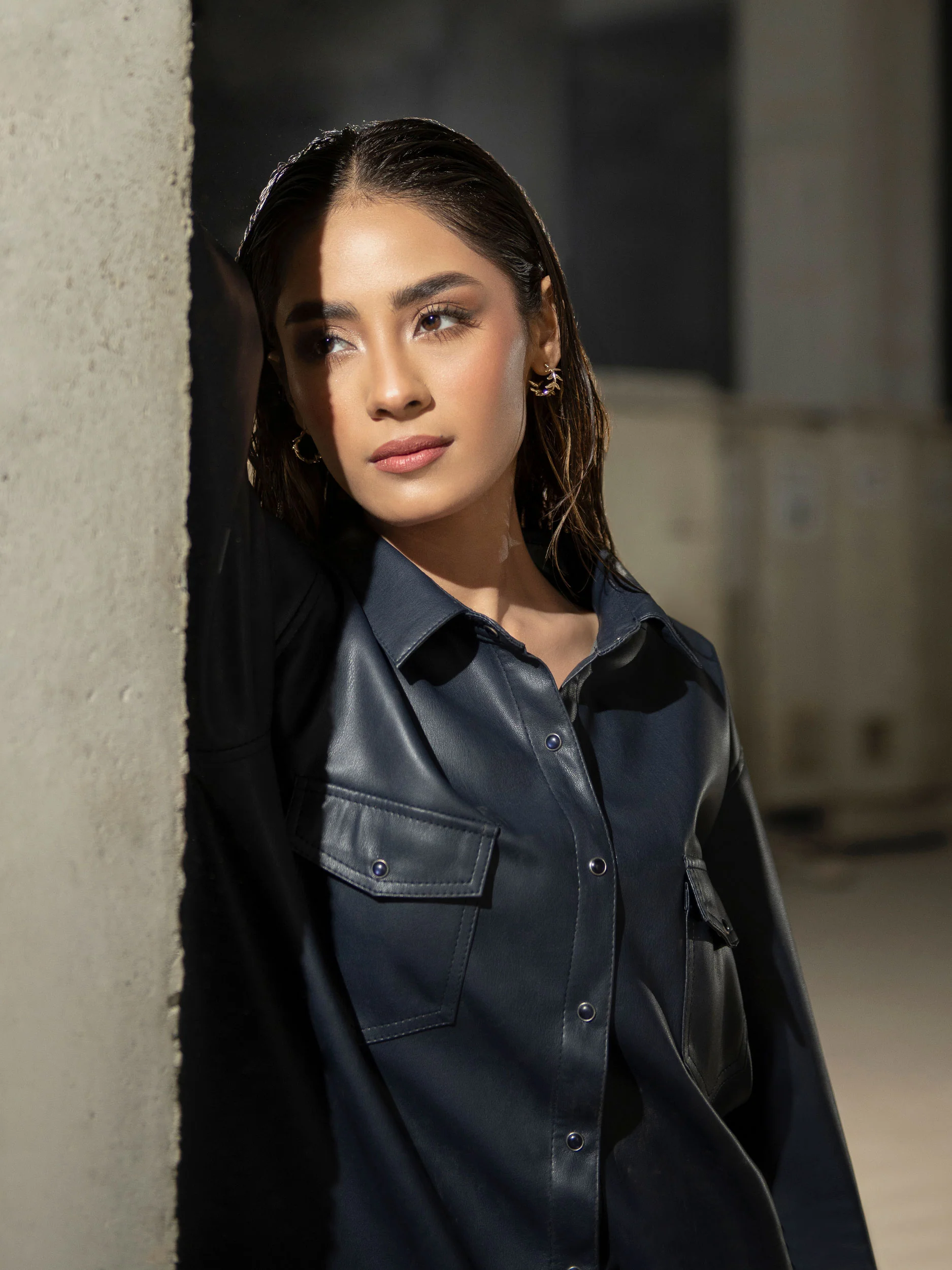 Buttoned Leather Shacket - Image 5