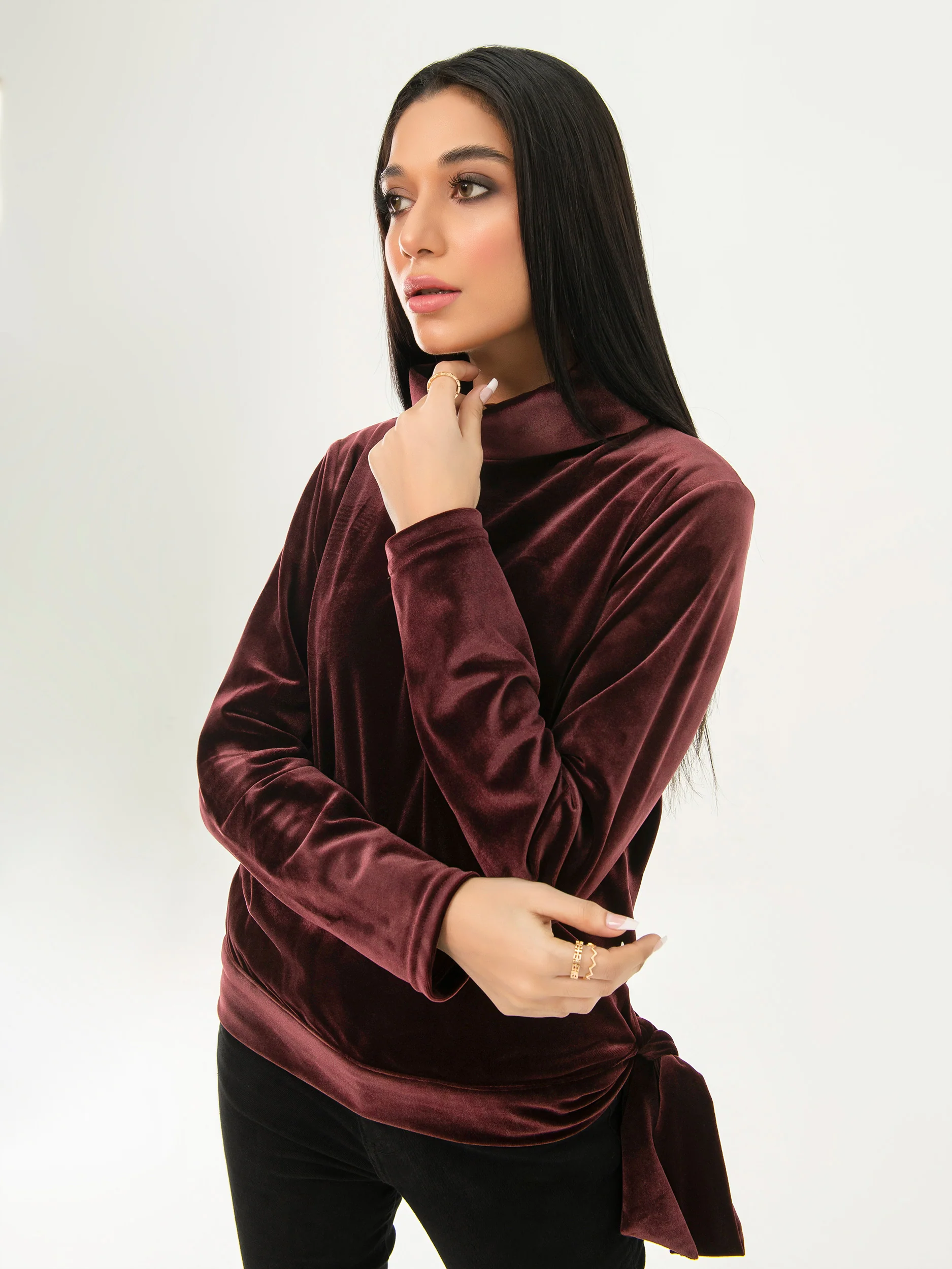 Turtle Neck Velvet Top - Image 2