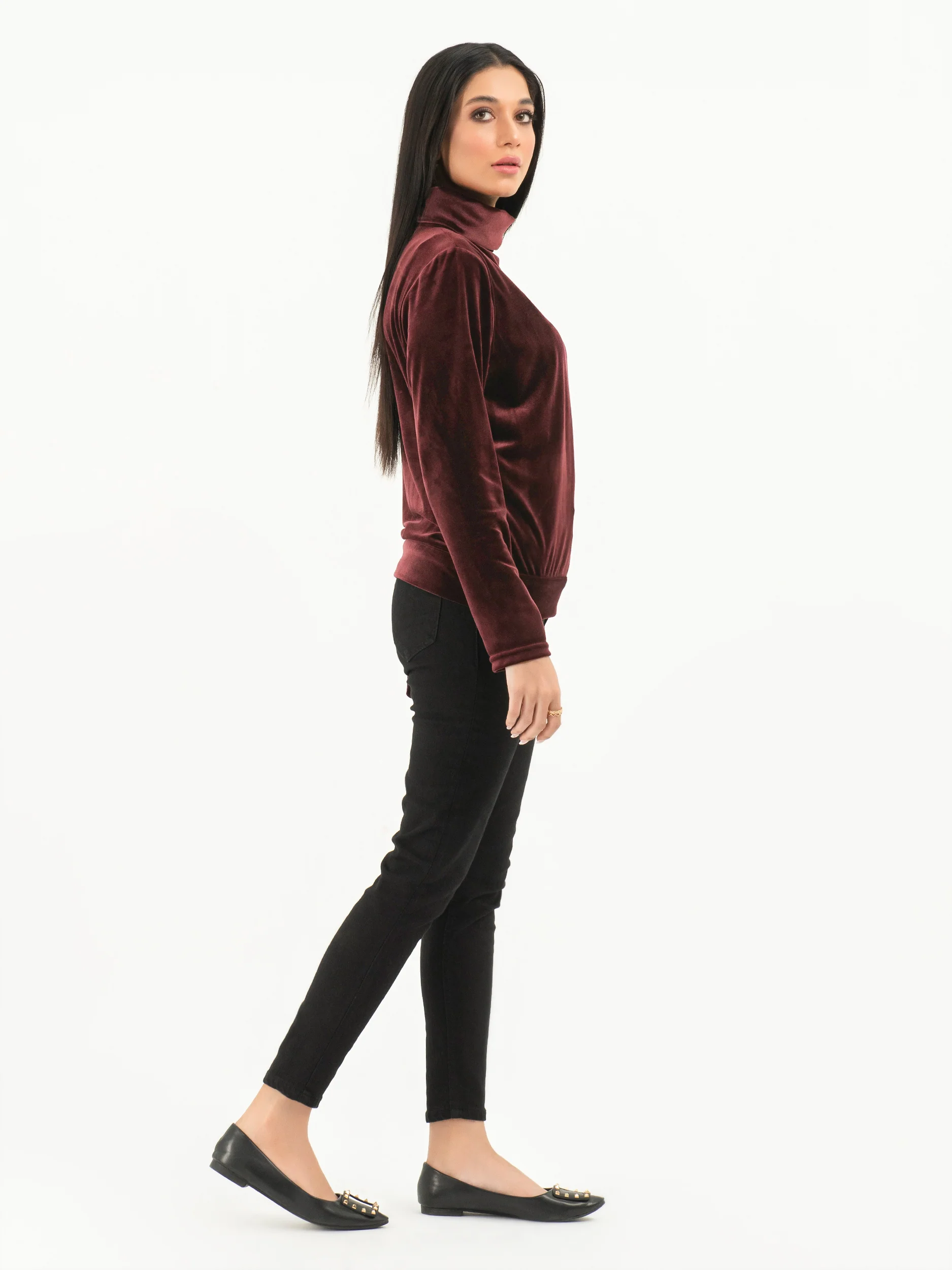 Turtle Neck Velvet Top - Image 4