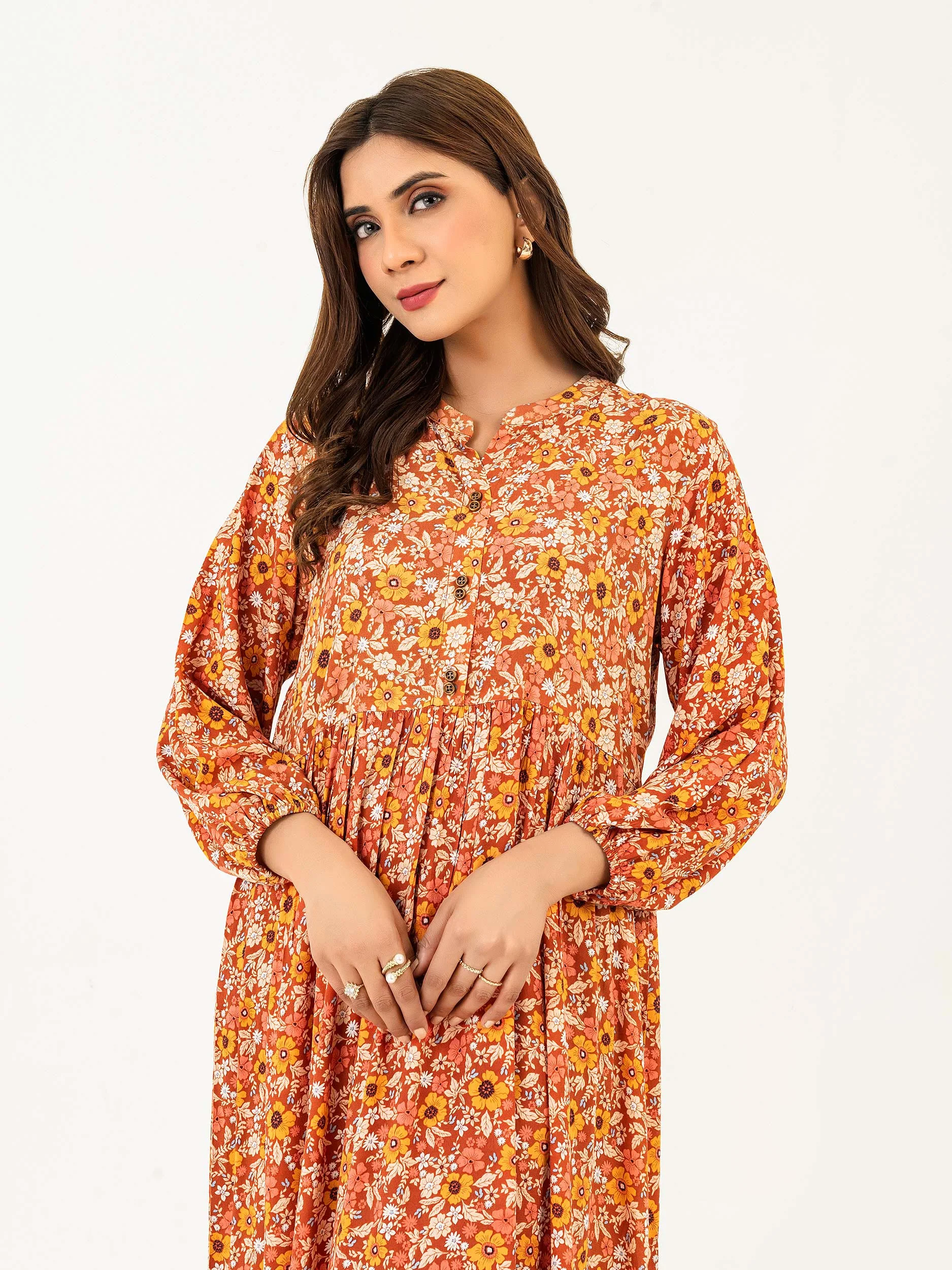 Linen Dress-Printed (Pret) - Image 4
