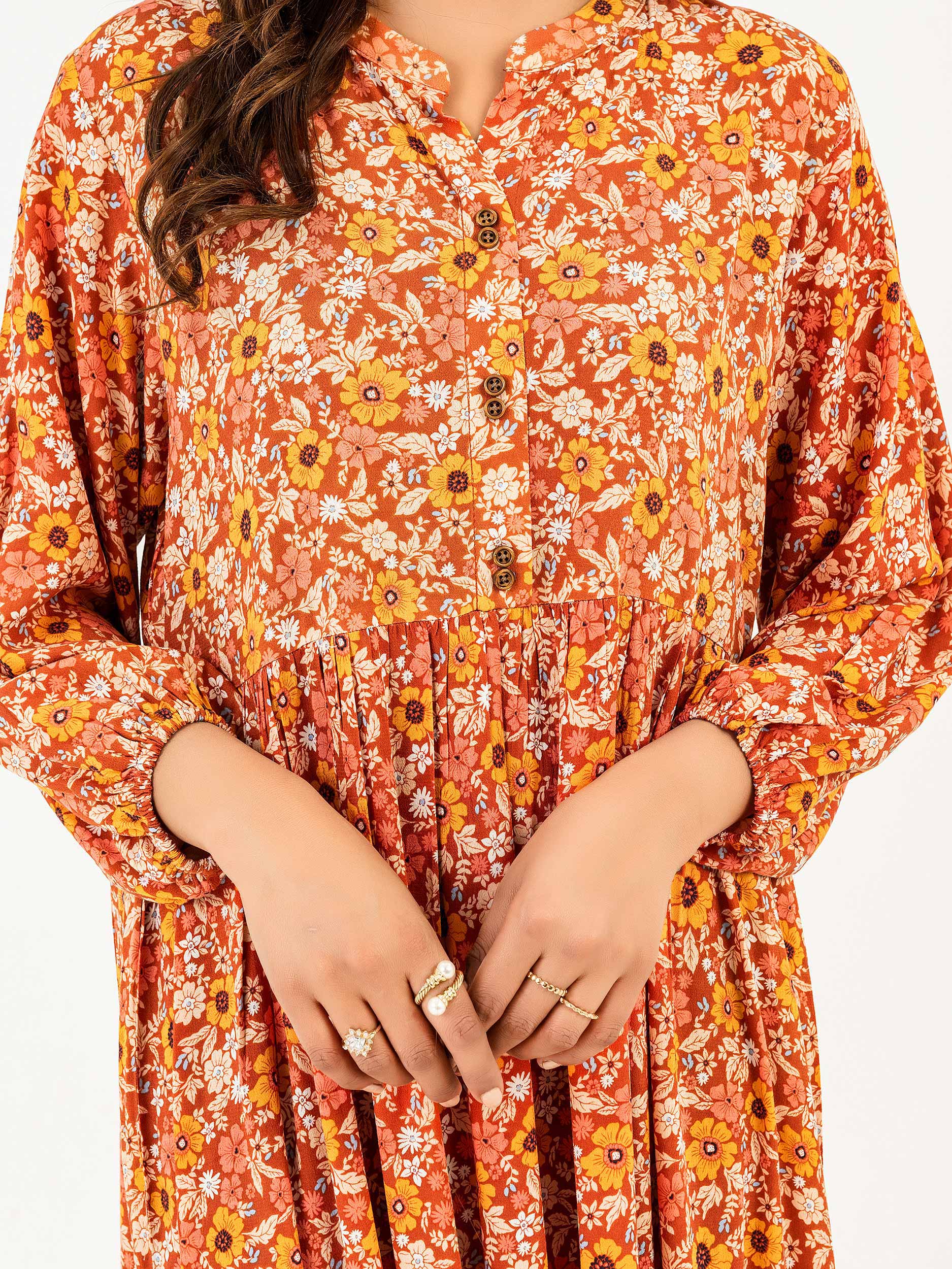 Linen Dress-Printed (Pret) - Image 6