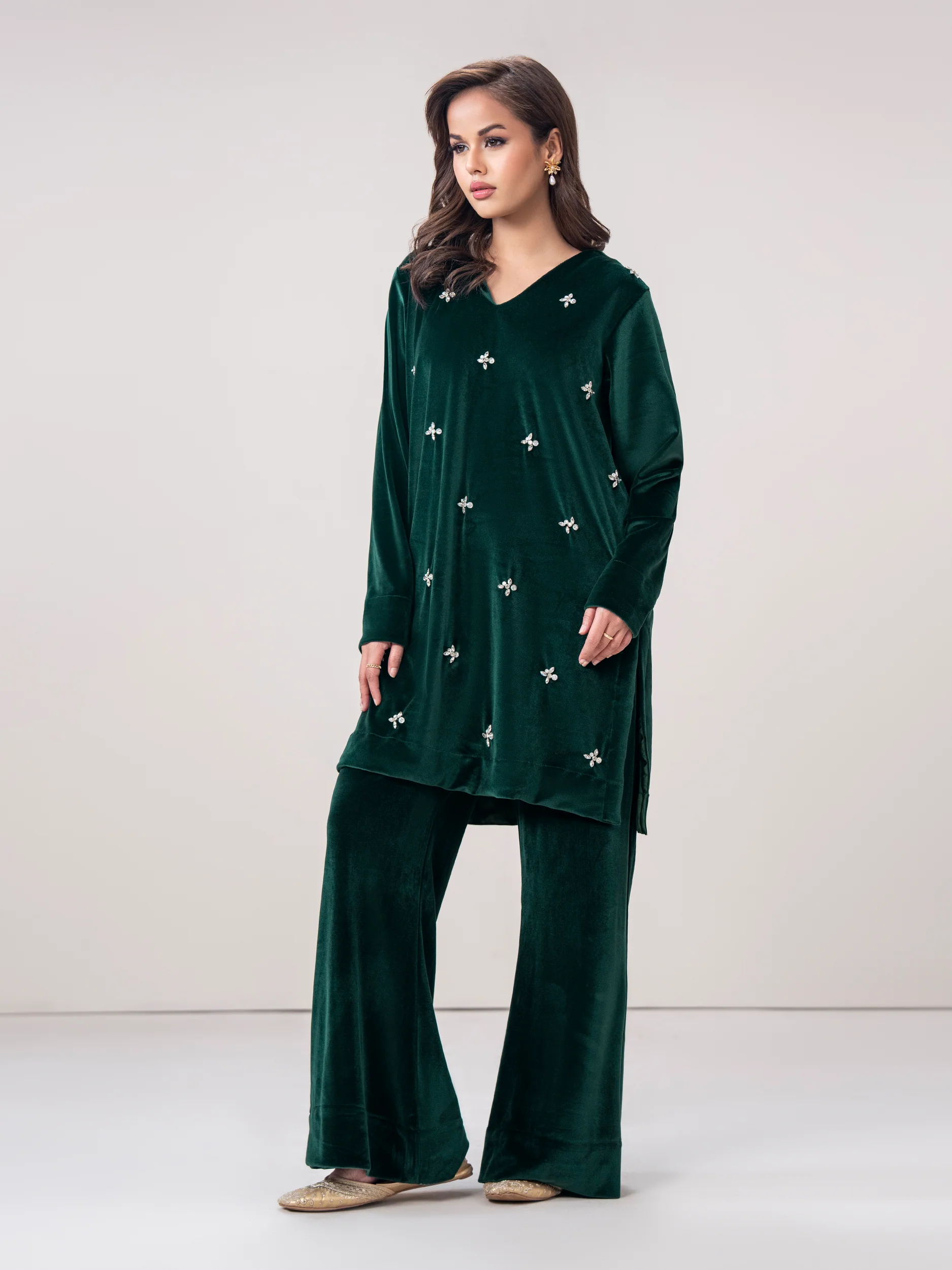 Velour Co-ord Set- Embroidered - Image 2