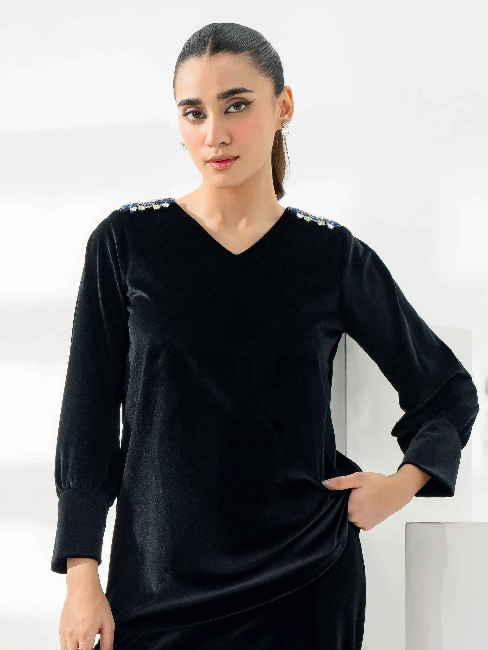 Embellished Velour Top - Image 4