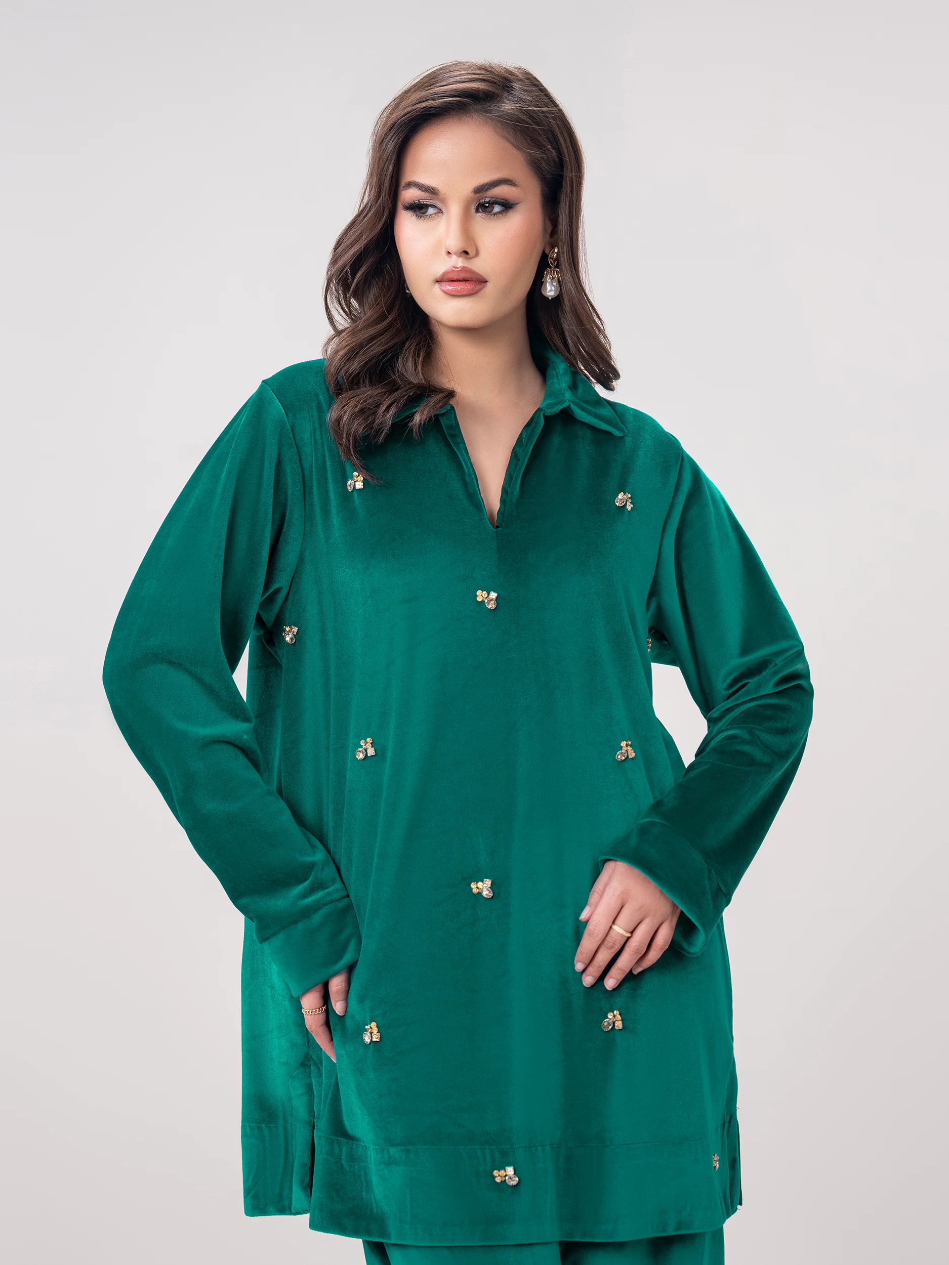 Velour Co-ord Set- Embroidered - Image 2