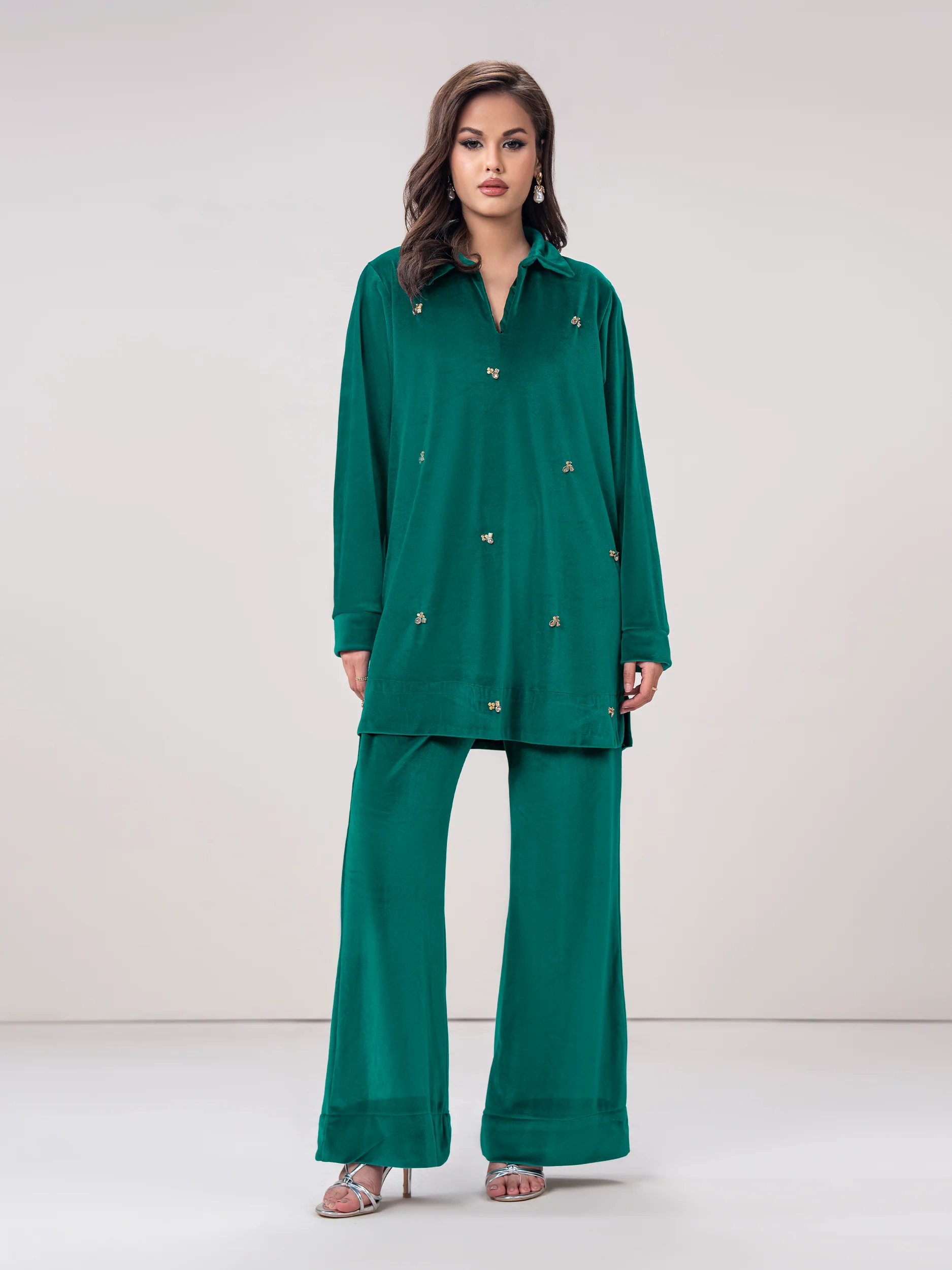 Velour Co-ord Set- Embroidered - Image 3
