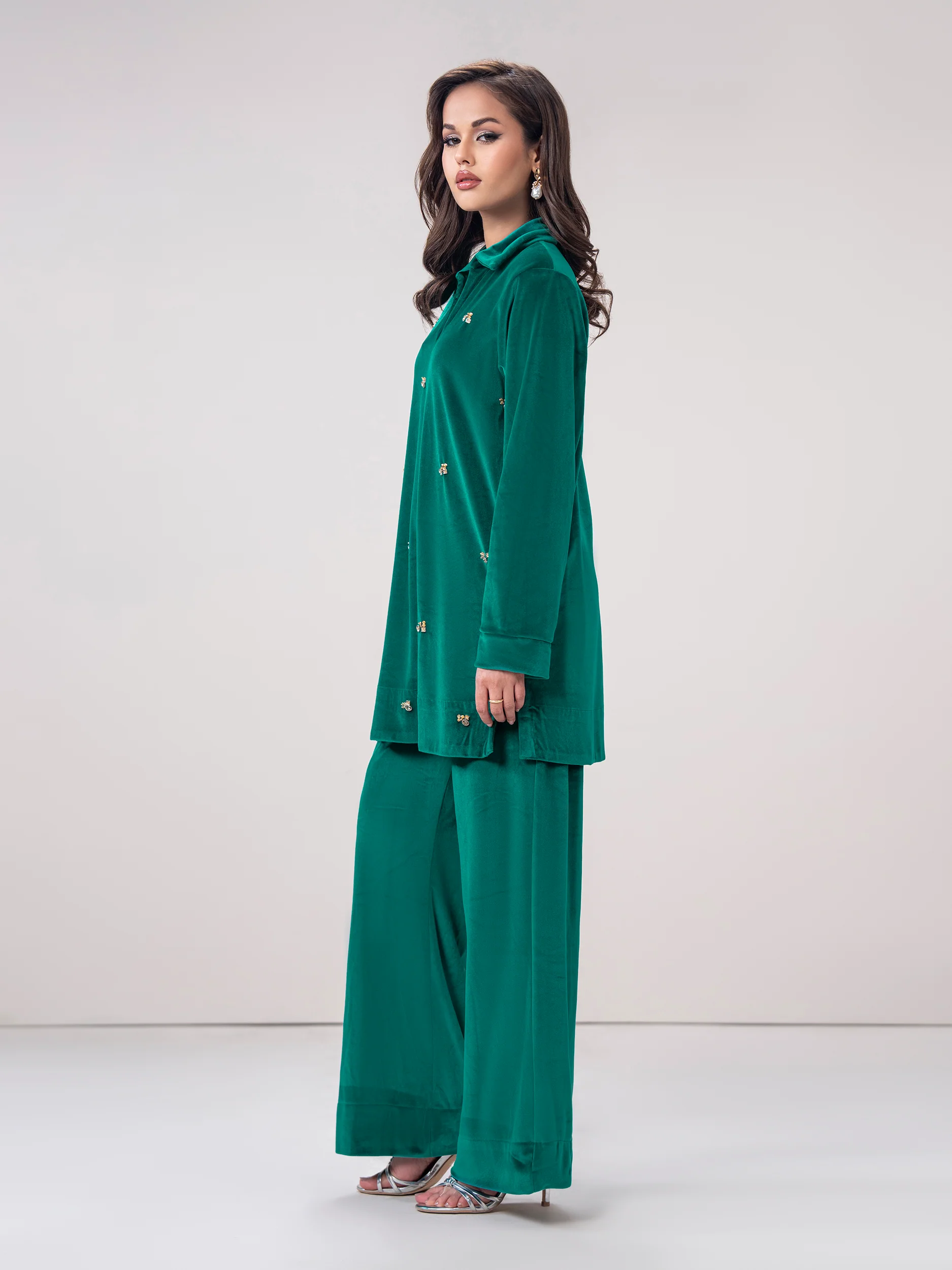 Velour Co-ord Set- Embroidered - Image 4