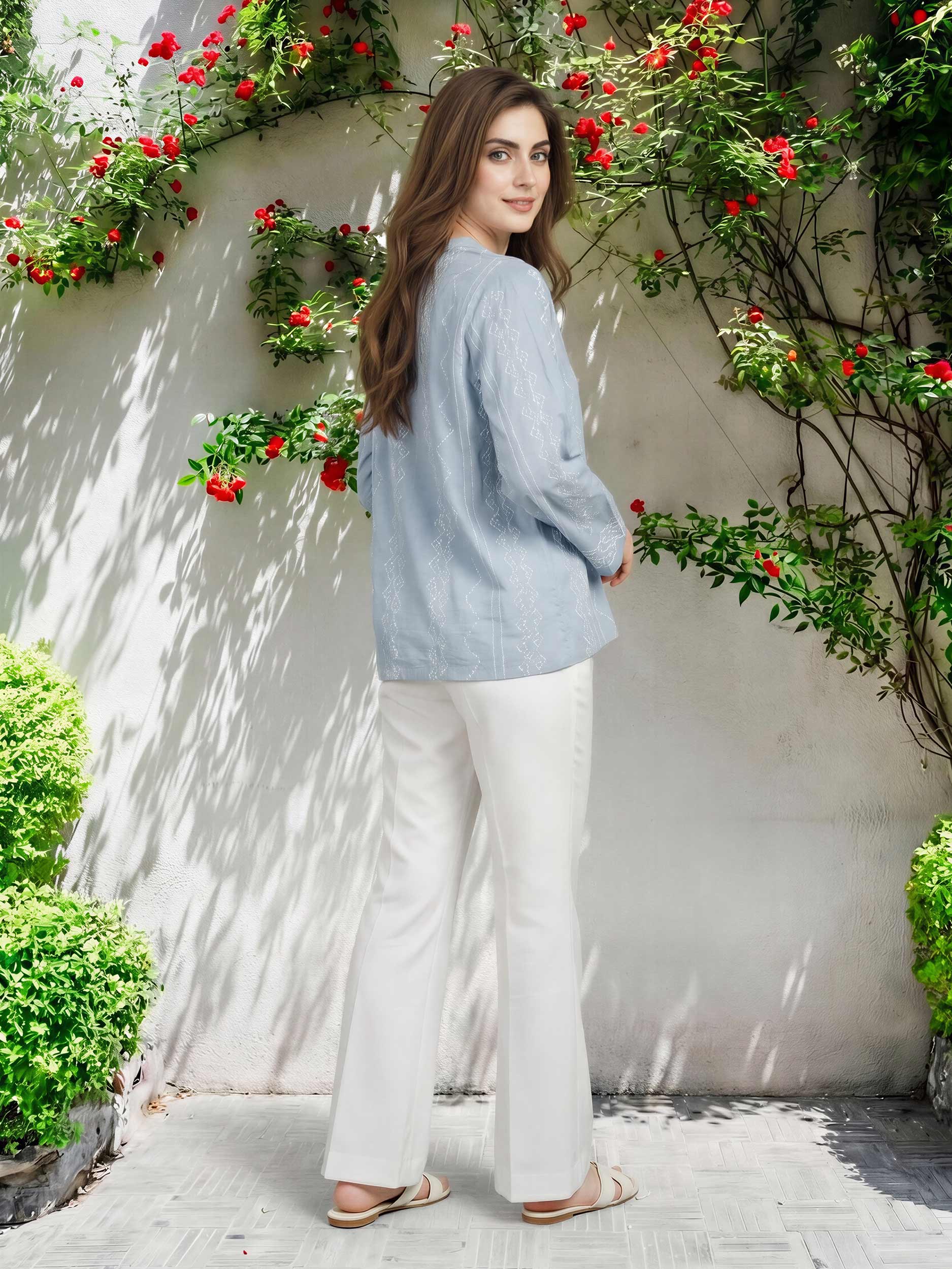 Denim Top- Embroidered - Image 2