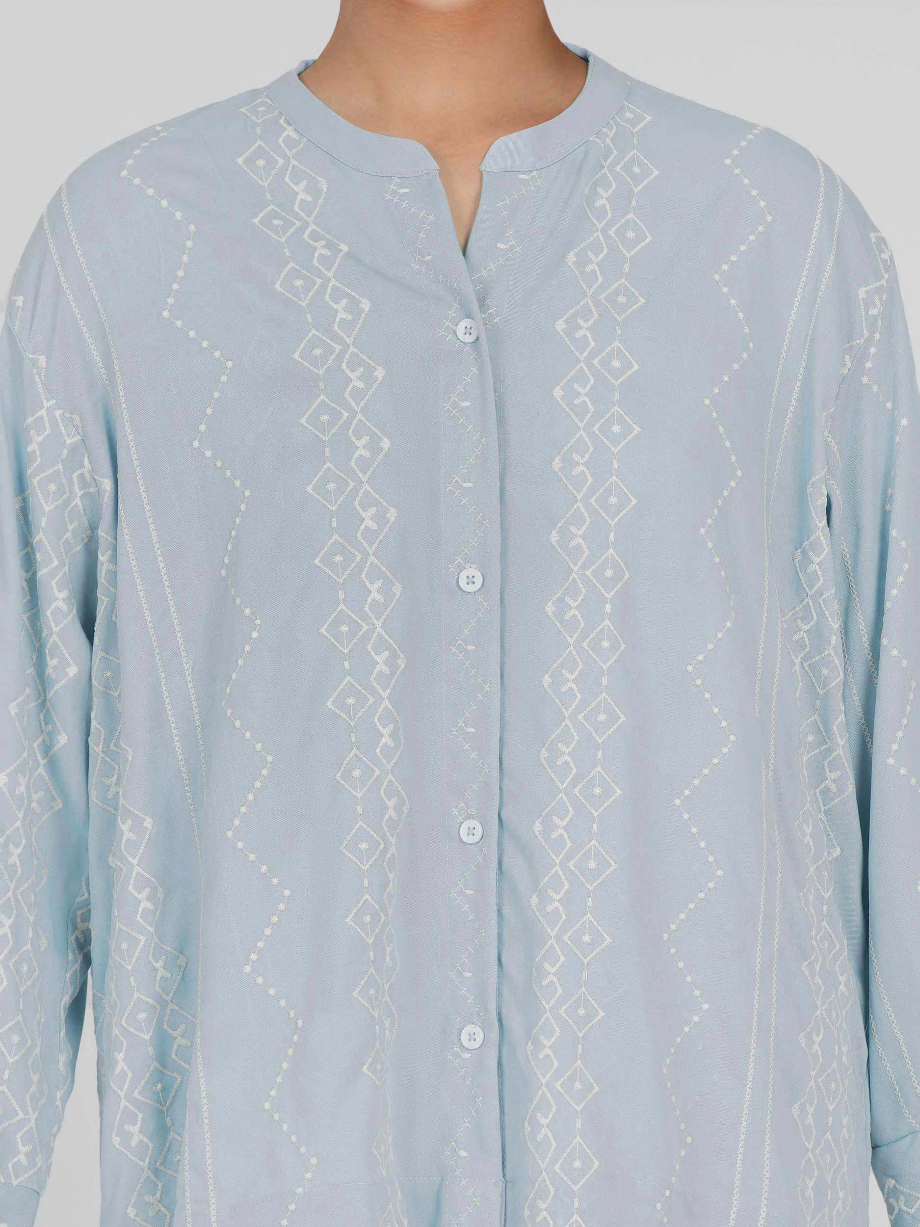 Denim Top- Embroidered - Image 3