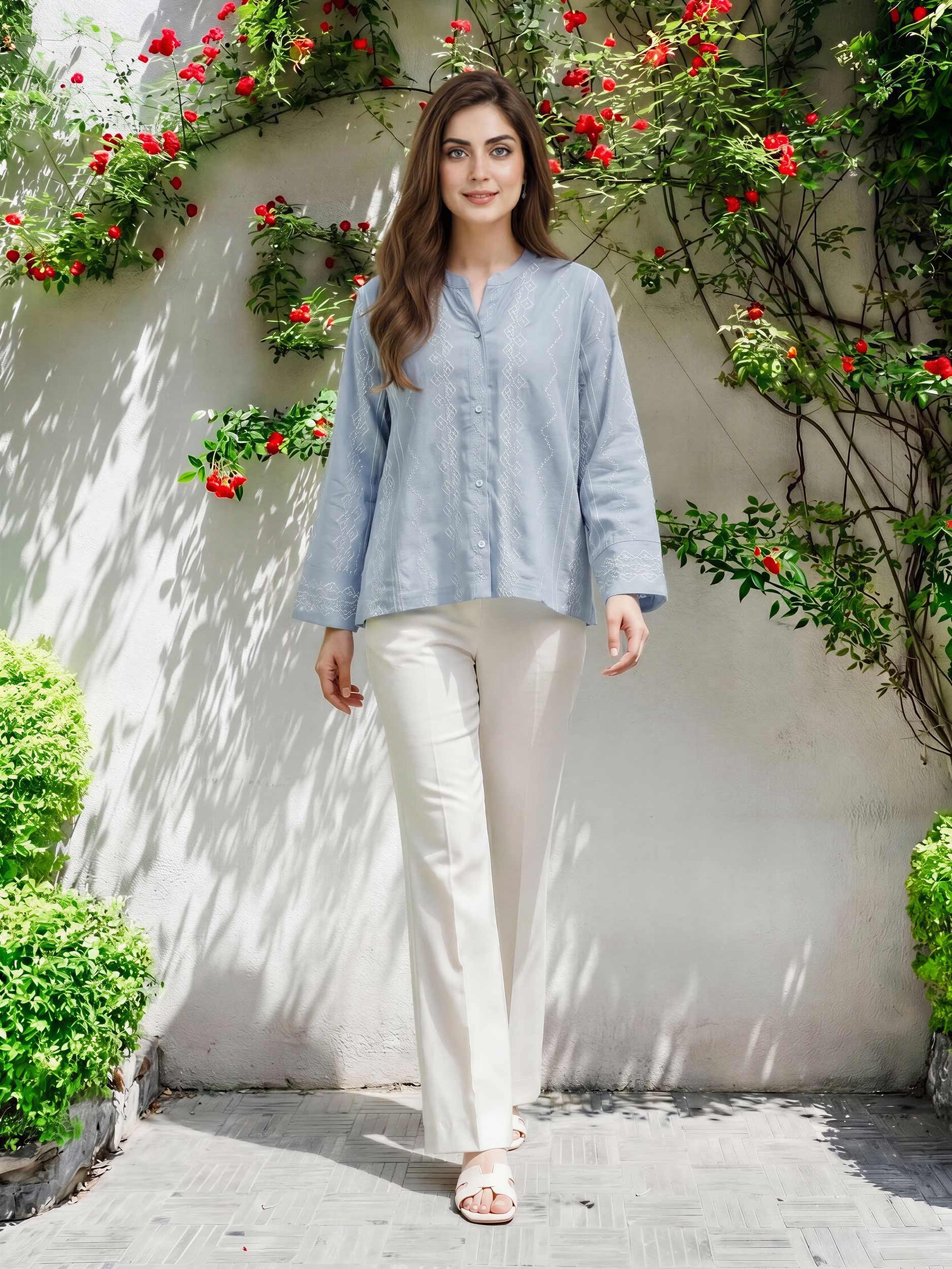 Denim Top- Embroidered - Image 4