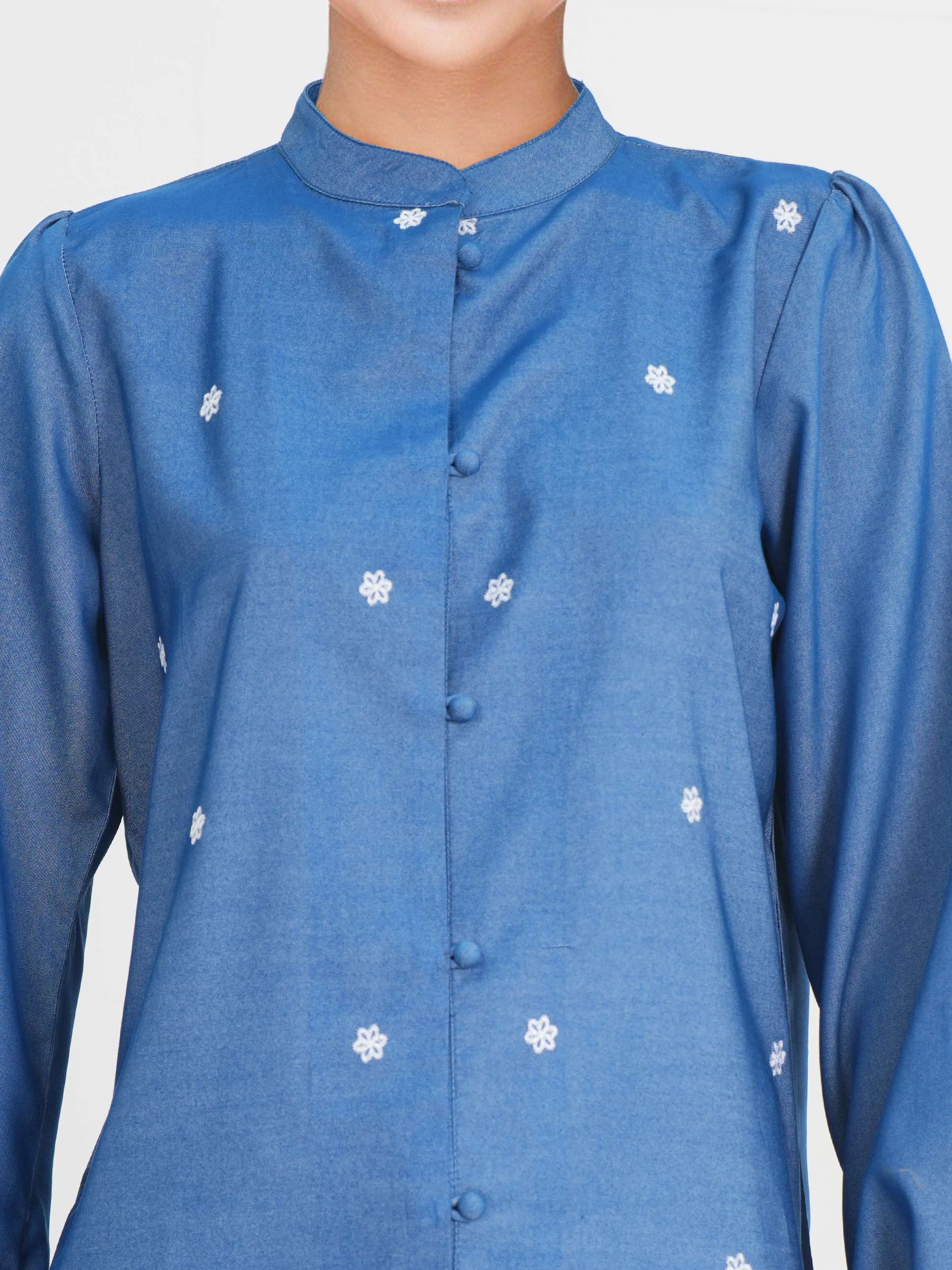 Denim Top- Embroidered - Image 3
