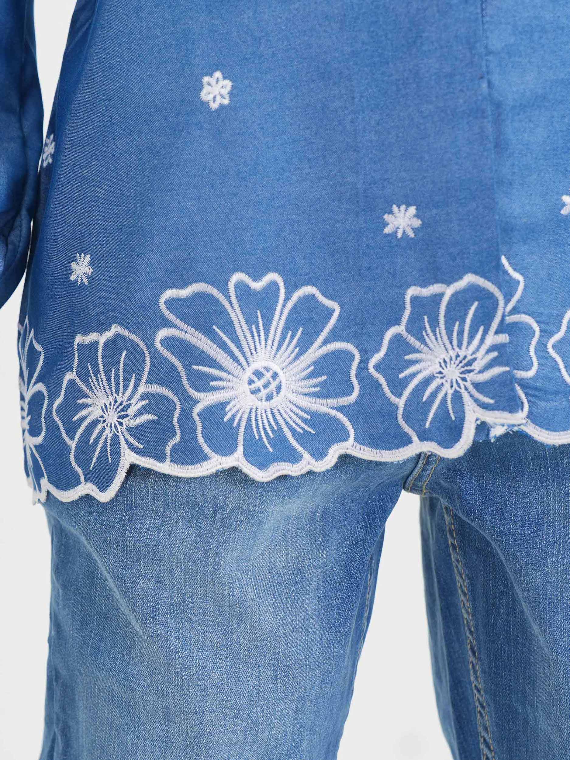 Denim Top- Embroidered - Image 4