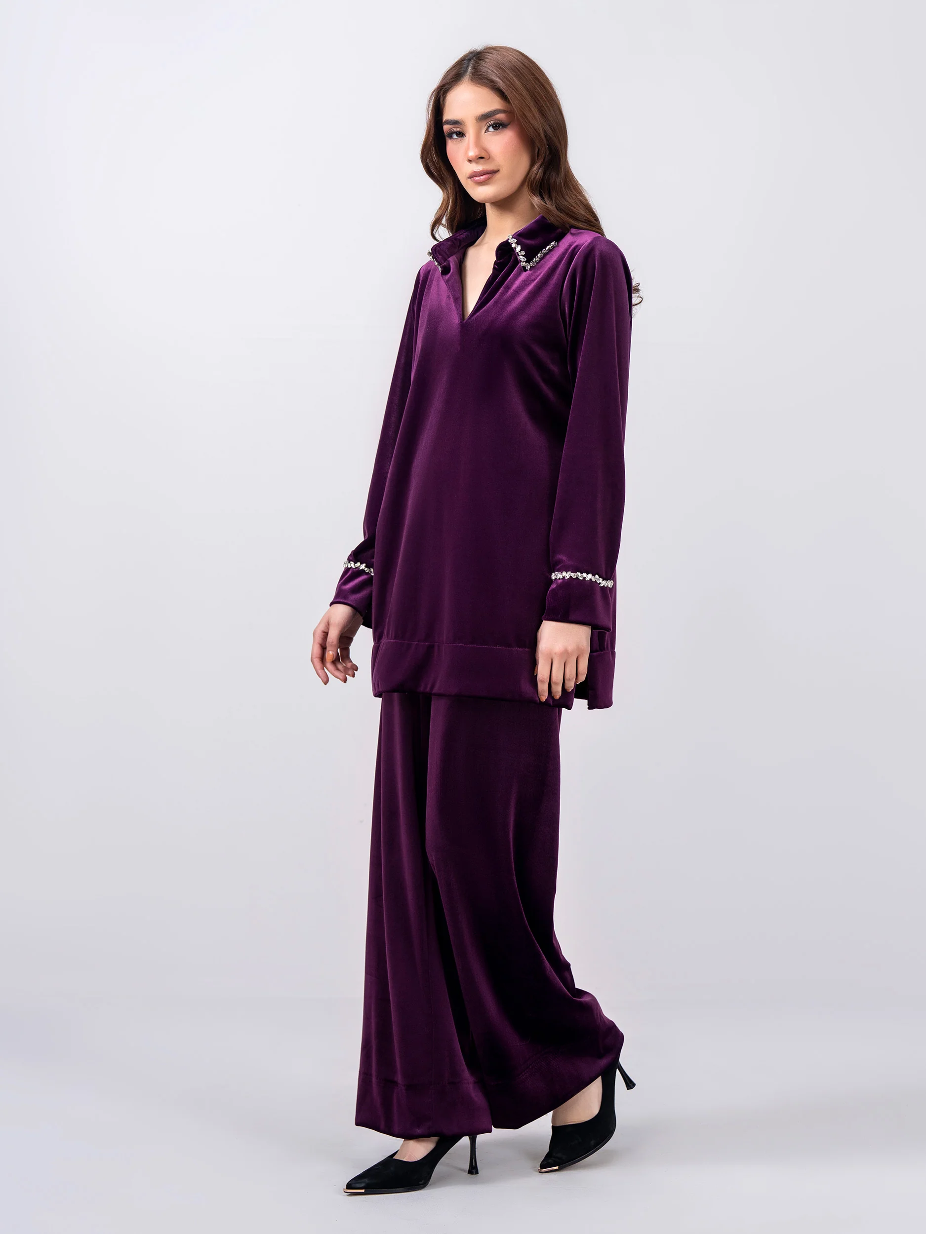 Velour Co-ord Set- Embellished - Image 2