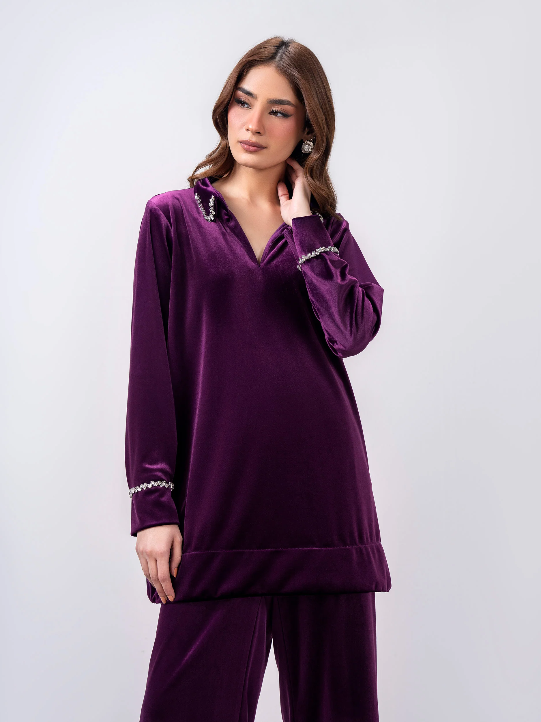 Velour Co-ord Set- Embellished - Image 4
