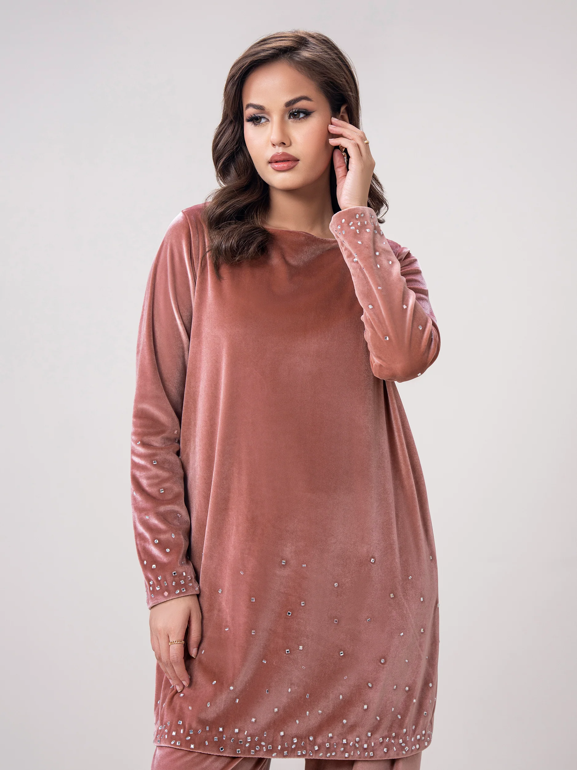 Velour Co-ord Set- Embroidered - Image 5